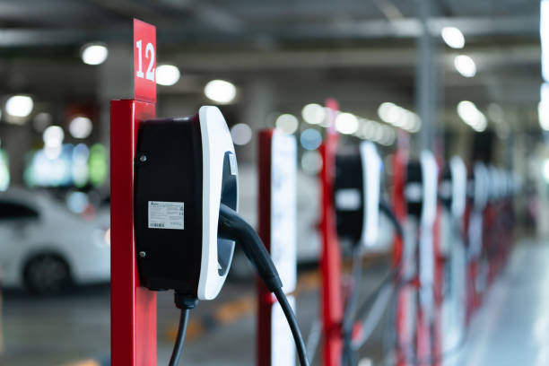 istock Electric car charging station for charge EV battery. 1467861217