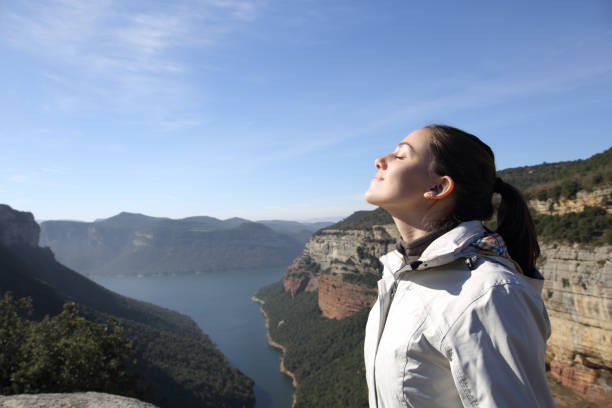 istock Hiker breathing in a landscape 1467861963
