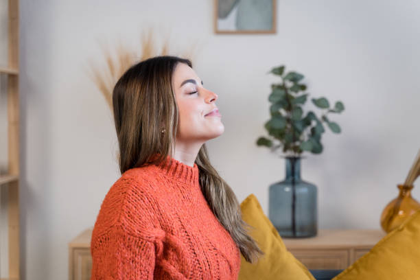 istock Young woman with closed eyes 1467862455