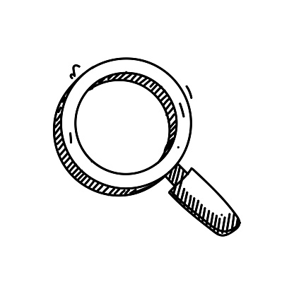Magnifying Glass Line icon, Sketch Design, Pixel perfect, Editable stroke, Search, Analyzing.