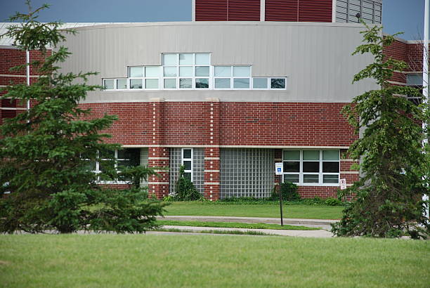 istock Unique architectural brick building with glass squares 146786425