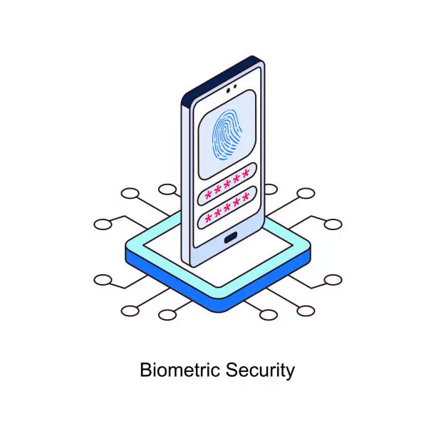 Vector illustration of Biometric Security Vector Isometric Filled Outline icon for your digital or print projects.