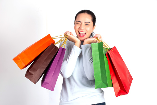 Asian woman enjoying shopping