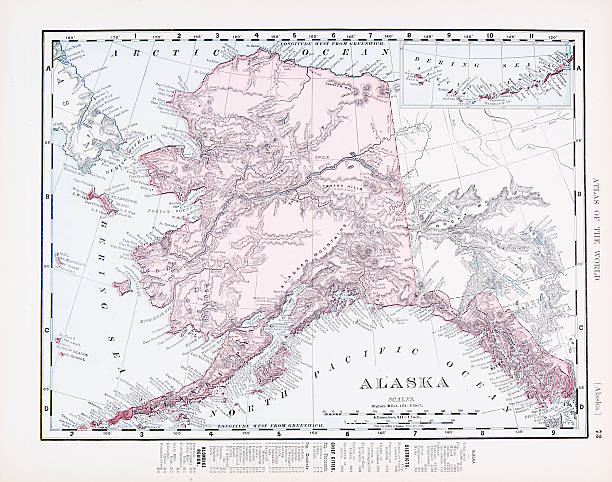 istock Antique Vintage Color Map of Alaska, USA 146786798