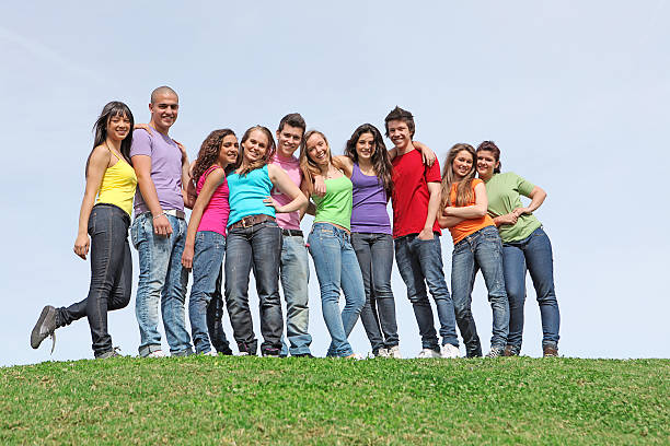 goup of 10 kids stock photo