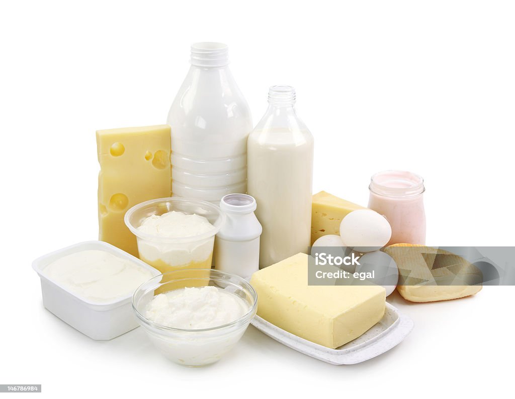 Derivados do leite e ovos - Foto de stock de Laticínio royalty-free