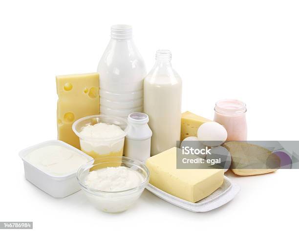 Produtos Lácteos E Ovos - Fotografias de stock e mais imagens de Laticínio - Laticínio, Aberto, Alimentação Saudável