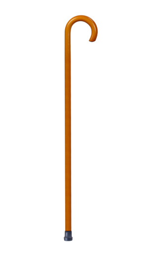Wooden cane isolated on white background
