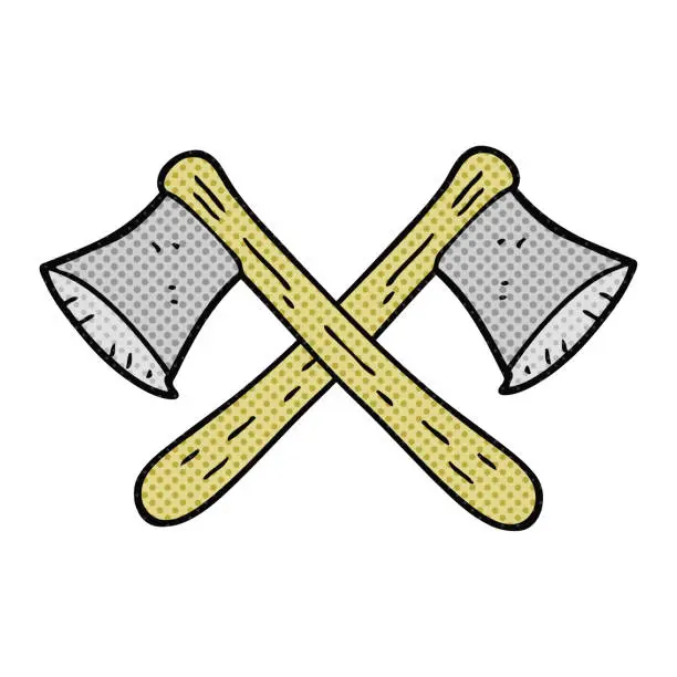Vector illustration of freehand drawn comic book style cartoon crossed axes