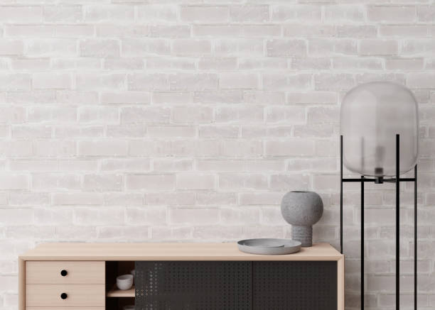 istock Interior mock up, loft style. Empty wall in modern room, close up view. Copy space for your artwork, picture, poster. Industrial style interior design. 3D rendering. 1467871864