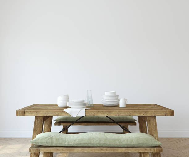 istock Farmhouse dining-room. Interior mockup. 3d render. 1467872130