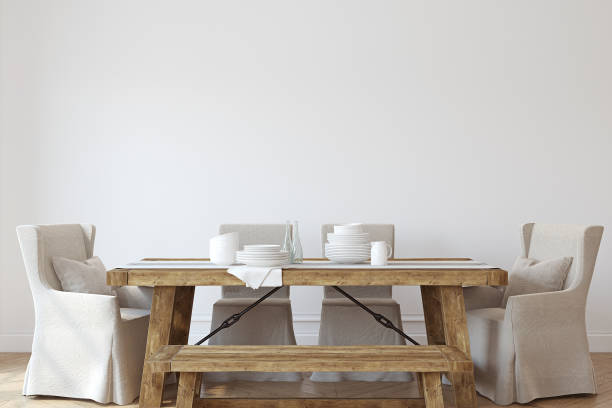 istock Farmhouse dining-room. Interior mockup. 3d render. 1467872138