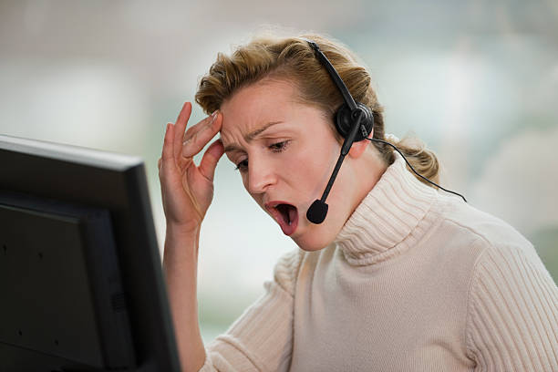 istock Business Woman Wearing Headset Looking Shocked 146787458