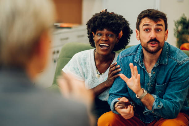 istock Diverse couple on a therapy session in a psychologist office 1467876423