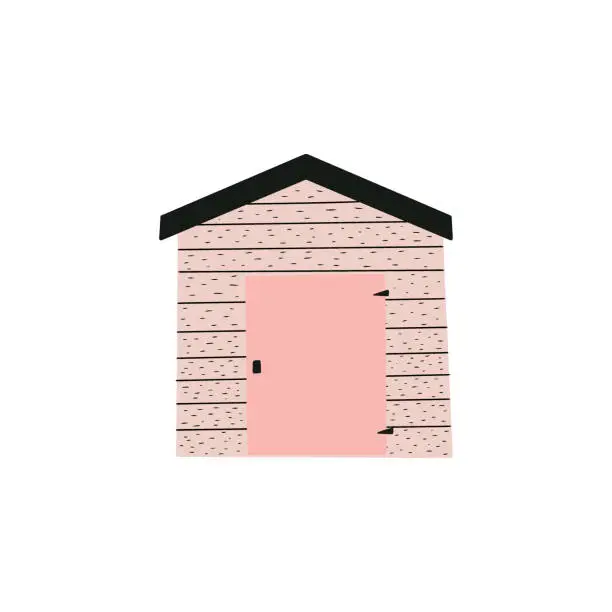 Vector illustration of Beach house. Straw huts, bungalow for tropical hotel. Vector illustration in scandinavian style.