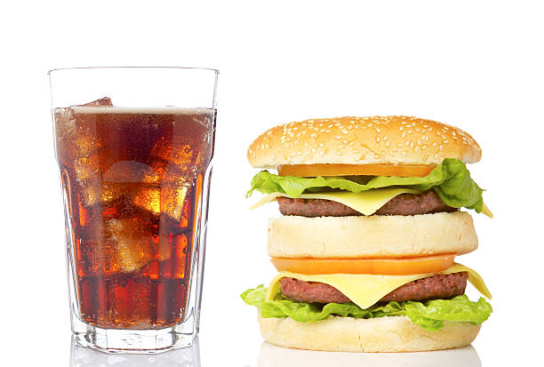istock Double cheeseburger and soda glass 146787791