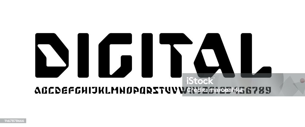 Tech Alphabet Numbers Abstract Hi Tech Techno Alphabet Font Letters And Numbers Vector ...