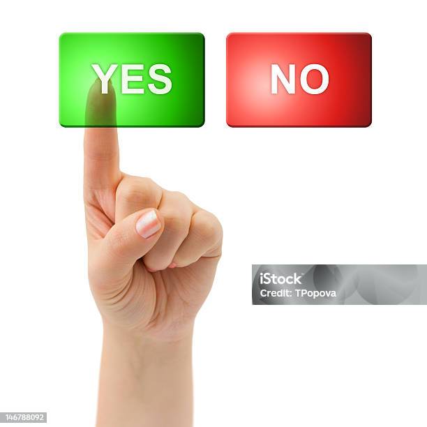 Hand And Buttons Yes No Stock Photo - Download Image Now - Yes - Single Word, Keypad, Push Button