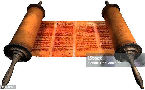 Ancient Torah Scroll Isolated On White Background Stock Photo - Download Image Now - Torah, Dead Sea Scrolls, Old Testament