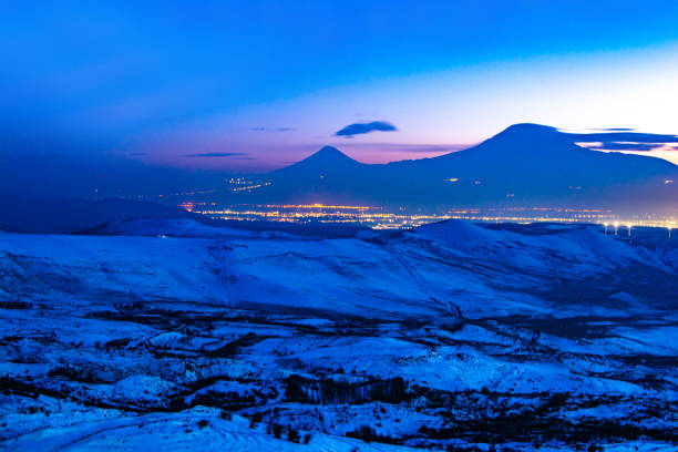 istock Sunset and mountain. Beautiful landscape with mountain and sunset 1467883570