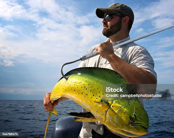 Foto de Verdadeiro Homem Com Barba Com Peixe e mais fotos de stock de Pescaria - Pescaria, Coryphaena Hippurus, Mar