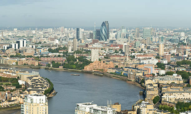 London skyline as viewed from Canary Wharf stock photo