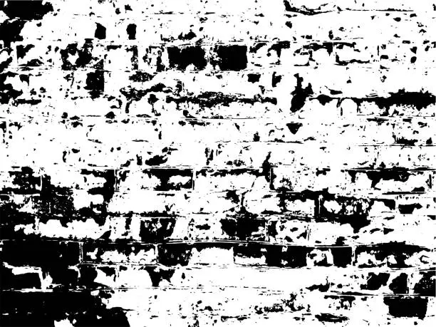 Vector illustration of Vector grunge texture of an old brick wall with damage and peeling paint