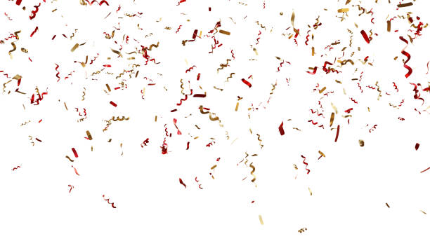 istock Gold and red colored confetti.  isolated on white background with clipping path. 3D illustration 1467890188