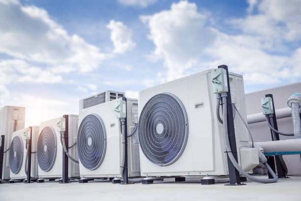 istock Air conditioning outdoor unit compressor install outside the building. 1467894628