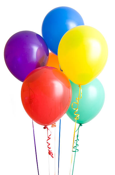 istock A group of six colored balloons on a white background 146789539