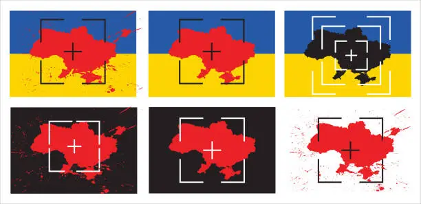 Vector illustration of posters war in ukraine at gunpoint. vector illustration