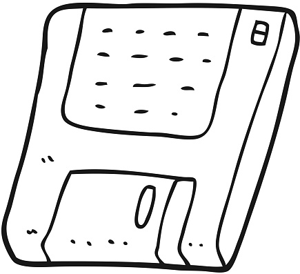 Drawable Computer Disc Freehand Drawn Black And White Cartoon Old Computer Disk Stock ...