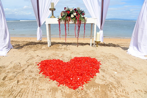 Wedding decoration on Sanur beach ,Bali Indonesia during a sunny day