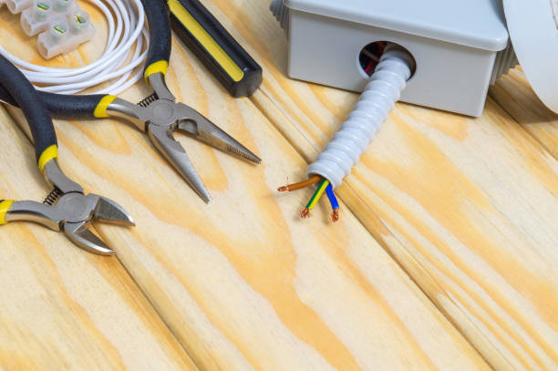 istock The tools and accessories used in electrical installation or repair on wooden workshop table 1467905781
