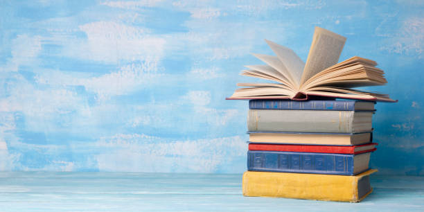 istock Vintage old hardback books. Education background. Back to school. Copy Space. 1467910146