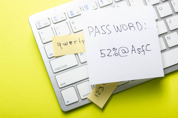 istock Strong and weak password on pieces of paper. Password security and protection. 1467911133