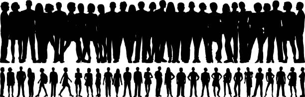 illustrazioni stock, clip art, cartoni animati e icone di tendenza di folla di persone (ogni persona è completa e mobile, vedi persone sotto) - audience silhouette crowd people