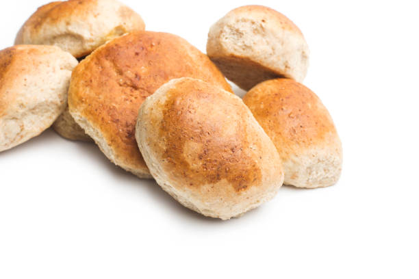 istock Wholemeal breads on a white background with copy space 1467912599