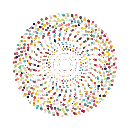 Vector Colorful Half Tone Polka Dots Textured Ring Icon