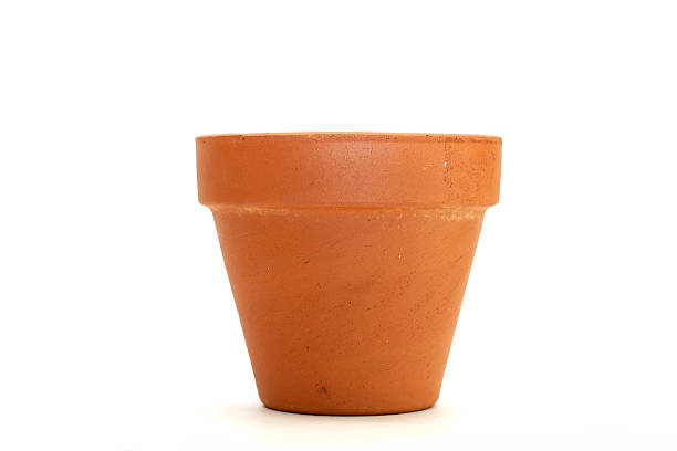 An empty terra cotta clay plant pot  stock photo