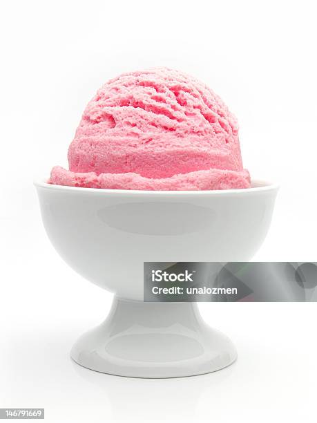 Strawberry Ice Cream In Bowl Stock Photo - Download Image Now - Strawberry Ice Cream, Ice Cream, Bowl