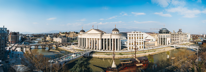 Beautiful panoramic view of Skopje in North Macedonia.