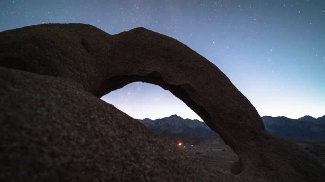 The Eye Of Alabama Hills Day To Night Sunset Milky Way Starry Night Time Lapse