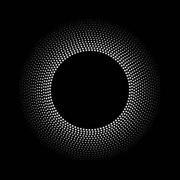 ilustrações de stock, clip art, desenhos animados e ícones de orbital dots, radial size gradient from white to black - eclipse