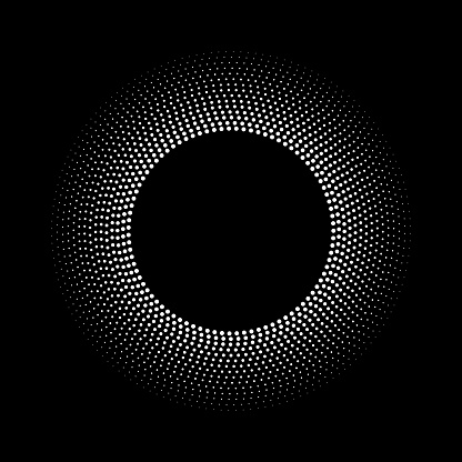 Orbital dots, radial size gradient from white to black