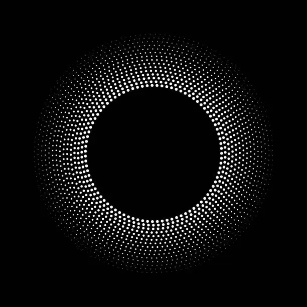 Vector illustration of Orbital dots, radial size gradient from white to black