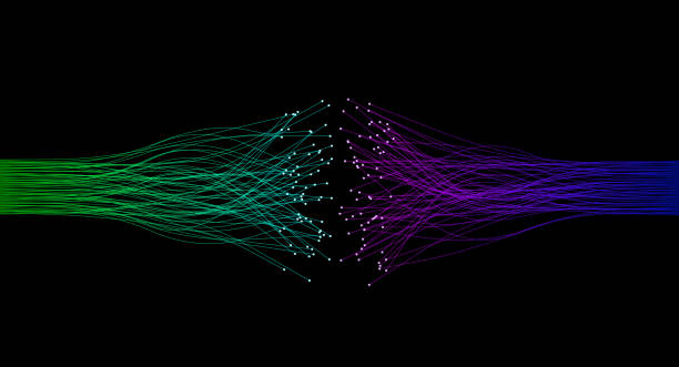 Connecting - blue - green communication fibers Connecting - blue - green communication fibers physics illustrations stock illustrations