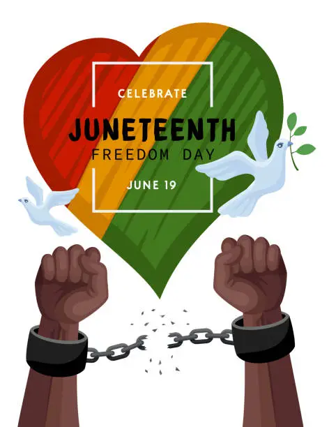 Vector illustration of Freedom. Juneteenth Freedom Breaking Chains.