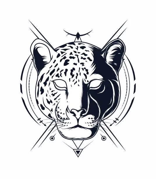 Vector illustration of Jaguar logo vector illustration in black and white color