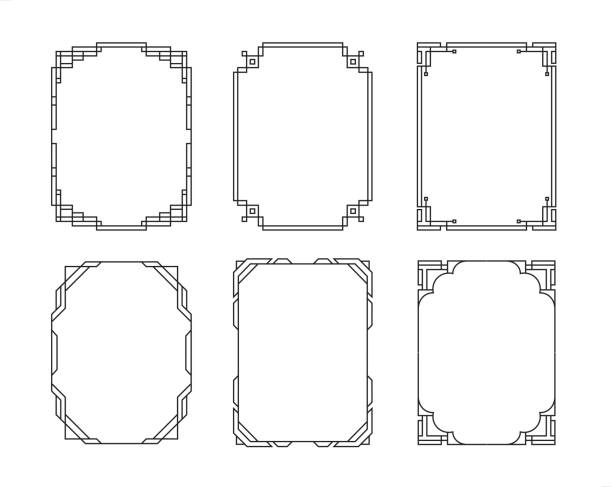 рамка набор - декоративное искусство stock illustrations